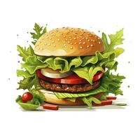 AI generated Fresh tasty burger isolated on white background photo