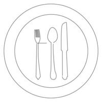 Knife and fork continuous single line outline vector art drawing and simple one line minimalist design