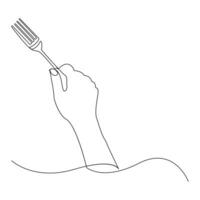 Knife and fork continuous single line outline vector art drawing and simple one line minimalist design