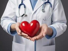 AI generated Valentine's Day Medical Concept Doctor with Heart 3D Render photo