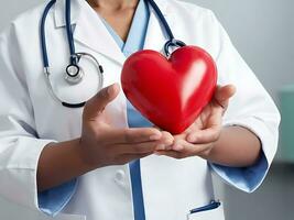 AI generated Valentine's Day Medical Concept Doctor with Heart 3D Render photo