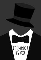 Illustration for bachelor party with suit, bow tie and hat. vector