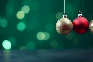 AI generated Christmas holidays composition baubles background photo