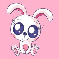Cute bunny is sitting alone and smiling vector