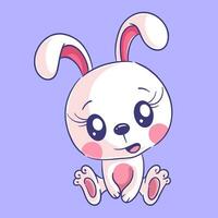 Cute bunny is sitting alone vector