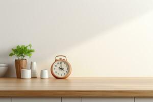 AI generated 3d rendered Minimal style Modern table design with clock photo