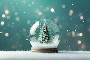 AI generated Christmas tree on glass globe ornament photo