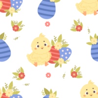 Seamless Easter pattern. Cute little chick png