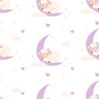 Seamless pattern with animal sleeping sheep png