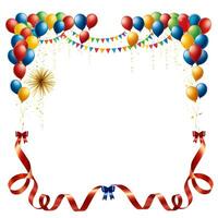 AI generated New Year Border Frame With Colorful Ballon photo