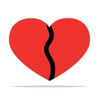 Red broken heart on white background vector