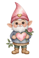 AI generated cute dwarf graphic with rose and heart love graphic png