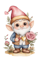 AI generated cute dwarf graphic with rose and heart love graphic png