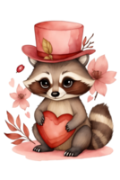 AI generated skunk with a red heart graphics for lovers png