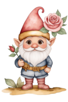 AI generated cute dwarf graphic with rose and heart love graphic png