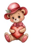 ai gegenereerd teddy beer met een rood hart, grafiek voor geliefden png
