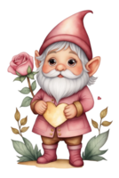 AI generated cute dwarf graphic with rose and heart love graphic png