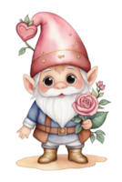 AI generated cute dwarf graphic with rose and heart love graphic png