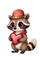 AI generated skunk with a red heart graphics for lovers png