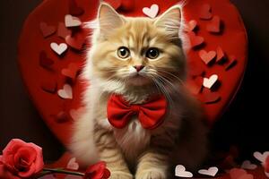 AI generated Affectionate kitty Cute kitten with a heart spreading warmth and joy AI Generated photo