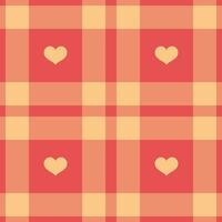 Gingham pattern with hearts. Seamless tartan vichy check plaid for gift card, wrapping paper, invitation on Valentines Day print vector