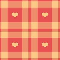 Gingham pattern with hearts. Seamless tartan vichy check plaid for gift card, wrapping paper, invitation on Valentines Day print vector