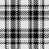 Plaid check pattern in black and white. Seamless texture fabric background. vector
