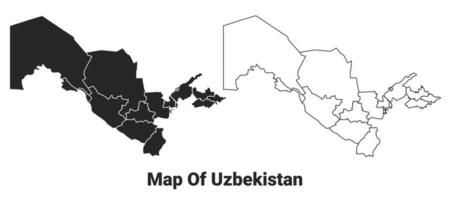vector negro mapa de Uzbekistán país con fronteras de regiones