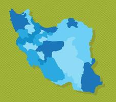 Iran map with regions blue political map green background vector illustration