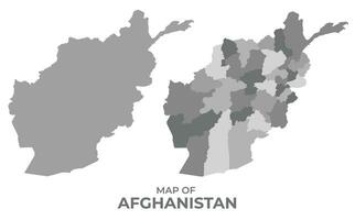 Greyscale vector map of Afghanistan with regions and simple flat illustration