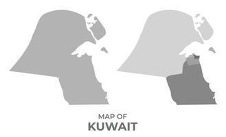 Greyscale vector map of Kuwait with regions and simple flat illustration