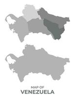 escala de grises vector mapa de Venezuela con regiones y sencillo plano ilustración