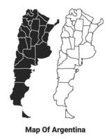 Vector Black map of Argentina country with borders of regions