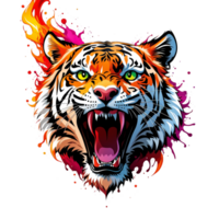 Aperto bocca tigre testa illustrazione png