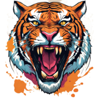 Open mond tijger hoofd illustratie png