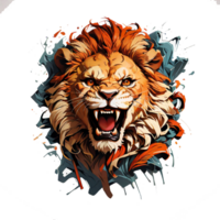 open mouth lion head illustration png