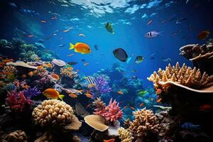 AI generated Sea fish and coral reef photo