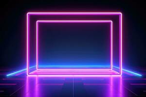 AI generated Pink and blue futuristic background. Neon gradient frames. Cyberpunk style photo