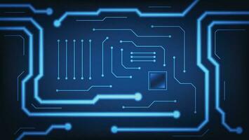 circuit board background. electrical digital lines on blue lighting. futuristic technology design element concept vector