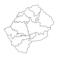 Lesotho district map with administrative divisions. Vector illustration.