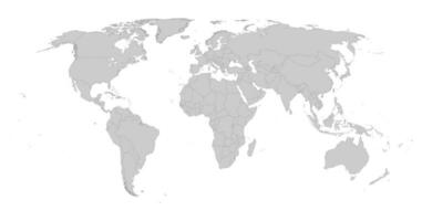 Detailed gray world map on white. Vector illustration.