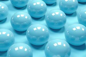 AI generated Pattern of spheres light blue. Minimalistic 3d sphere photo