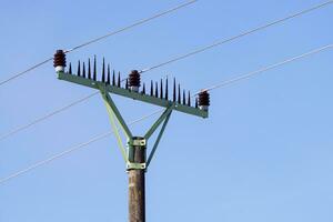 Electric pole power lines and wires photo