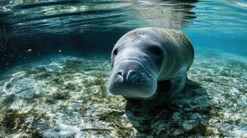 AI generated Florida manatee in clear water photo