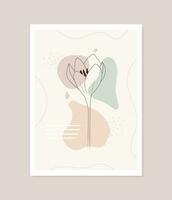 Contemporary flower poster. Hand drawn abstract botanical elements. Minimal interior design and natural wall art. Modern vector illustration