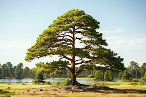 AI generated Pine trees grow big and lush professional photography photo