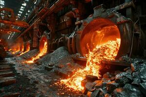 AI generated stock photo inside a steel smelting factory professional photography