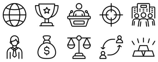 organization line style icon set collection vector