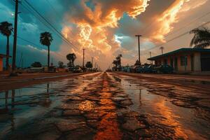 ai generado el atmósfera cuando el Dom conjuntos en el horizonte profesional fotografía foto