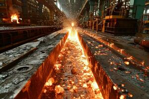AI generated stock photo inside a steel smelting factory professional photography